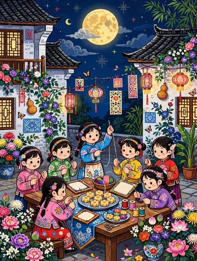 七夕·乞巧穿针