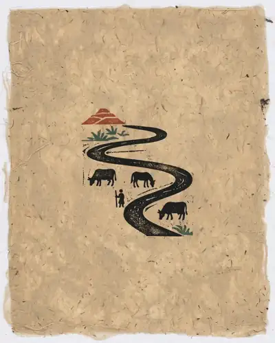 祁序《江山牧放图》卷