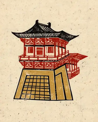 唐懿德太子墓壁画阙楼图（1组）