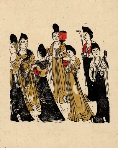 唐永泰公主墓壁画宫女图（1组）