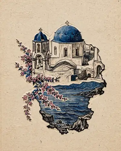 圣托里尼蓝顶教堂 Santorini Blue Dome